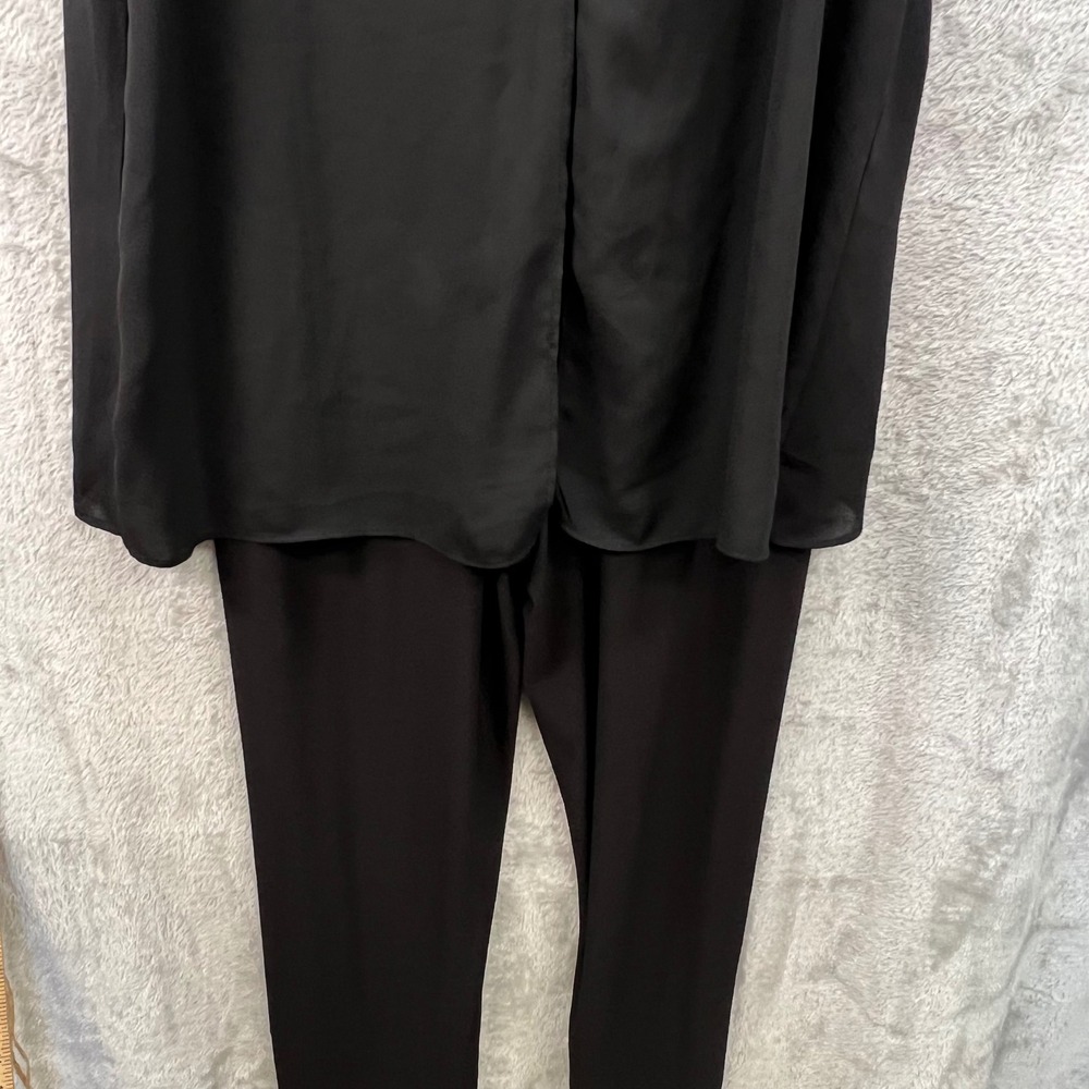 IMAN M Black Sleeveless Layered Asymmetrical Overlay Jumpsuit Coctail Fluid Chic - Picture 11 of 14